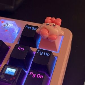 Kirby with Bow Pink PBT Keycap for Mechanical Keyboards, Fits OEM “+” Switches